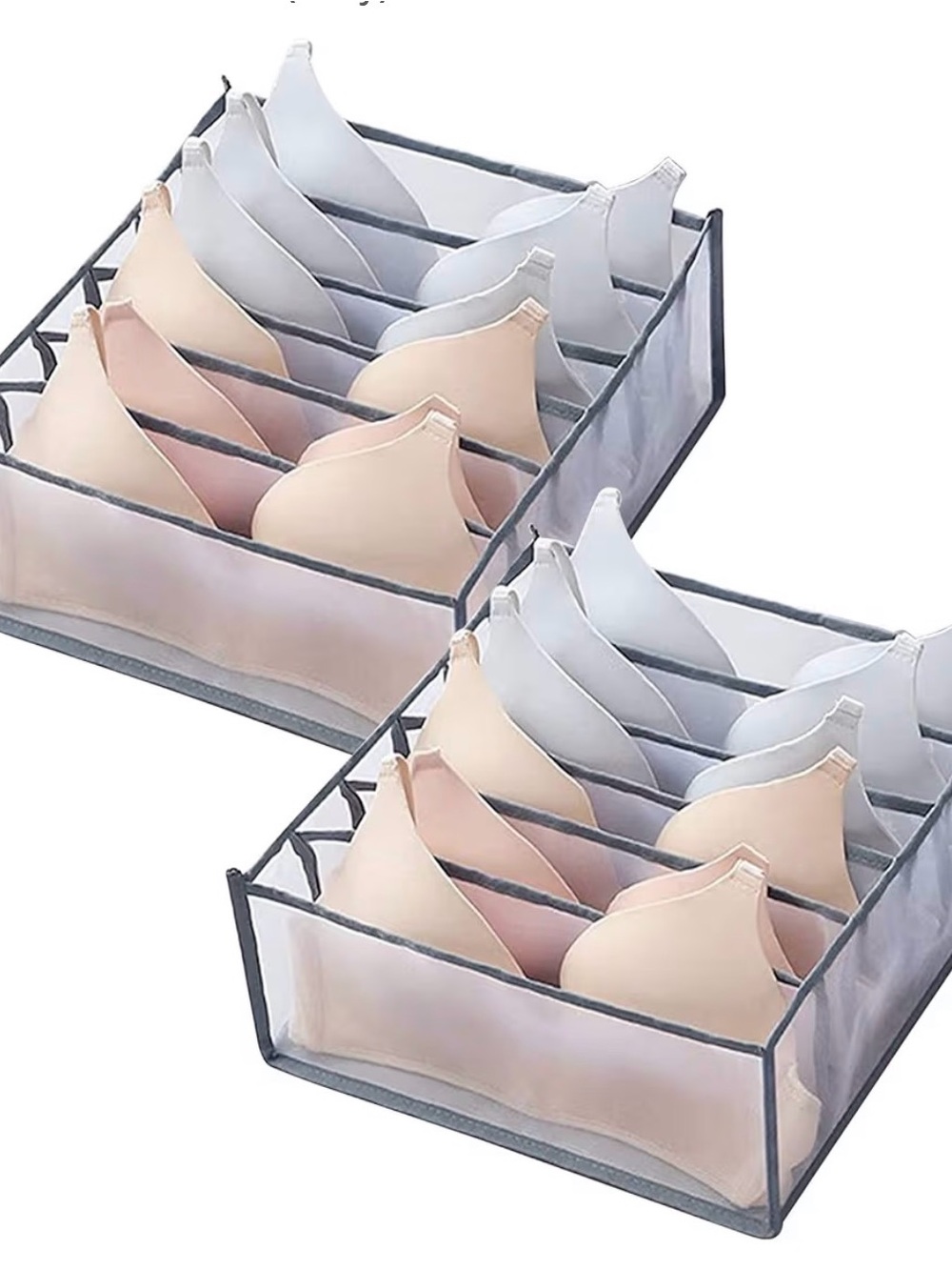 Bra and Lingerie Storage Organizer - Set of 4 (Gray Mesh)